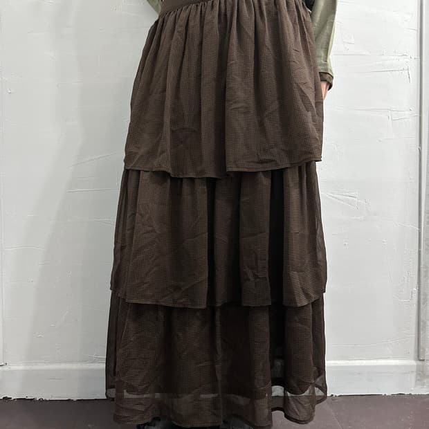 rope picnic layered long skirt