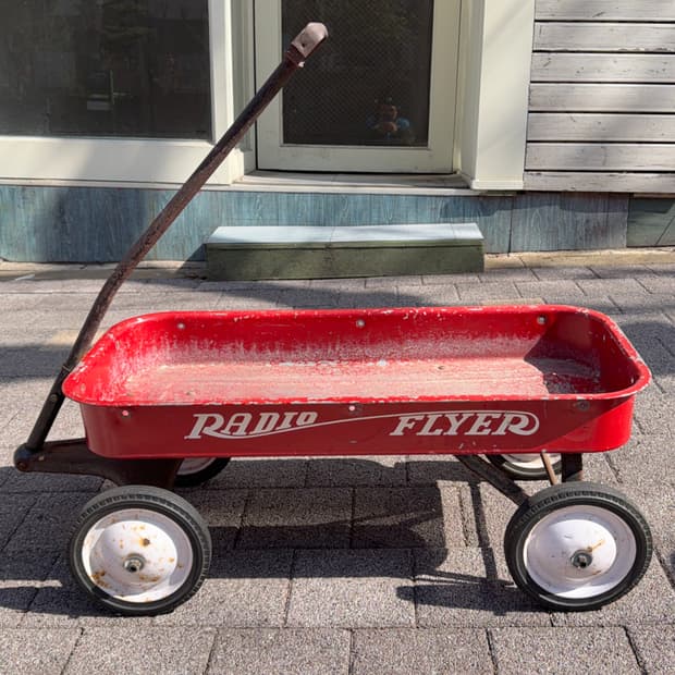 빈티지 소품 1960년 Radio Flyer 미국 철제 웨건