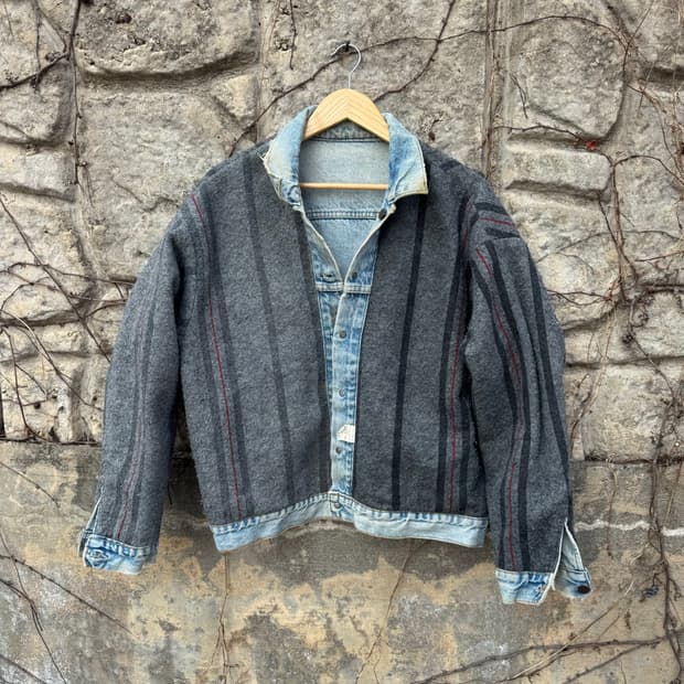80s 리바이스 빈티지 컨디션 블랭킷 안감 데님 트러커 자켓 L