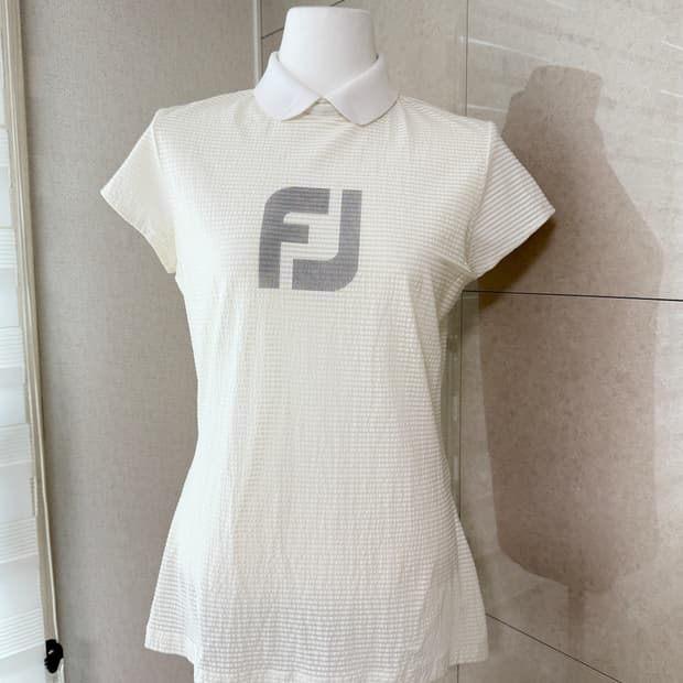 풋조이 FJ 골프웨어 화이트 반팔 카라티 S
