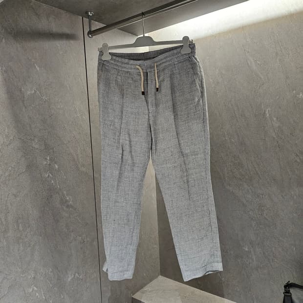 브루넬로 쿠치넬리 스트링 깅엄체크 팬츠