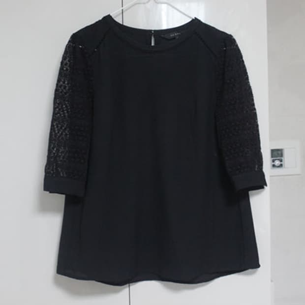 온앤온 블라우스 55사이즈 블라우스55 레이스블라우스 검정블라우스