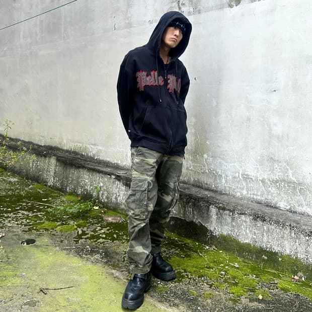 펠레펠레 90‘s 로고 레더패치 헤비스웨트 후드집업 xl