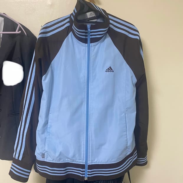 희귀 아디다스 스카이블루 브라운 져지 바람막이