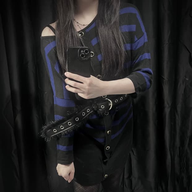 Boogie 오네갸루 블루 스트라이프 니트 원피스