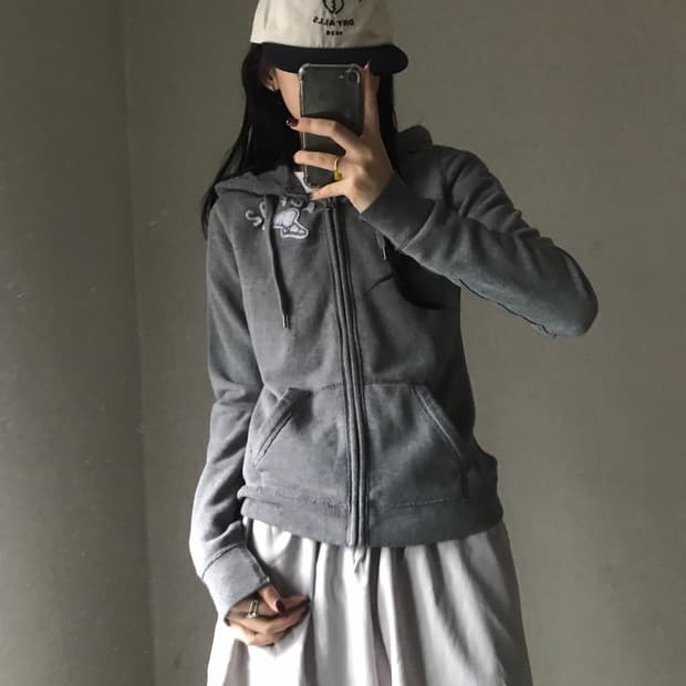 아베크롬비 그레이 슬림핏 후드집업