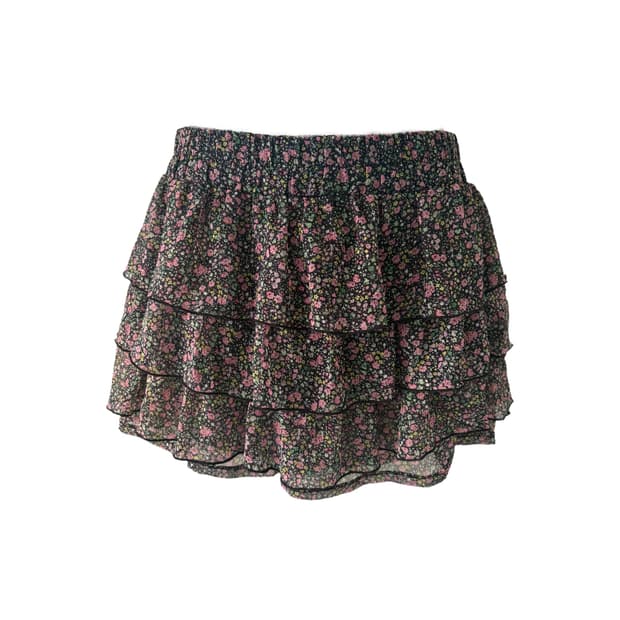 floral ruffle mini skirt