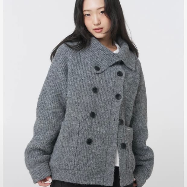 미세키서울 더블버튼 볼드니트 그레이