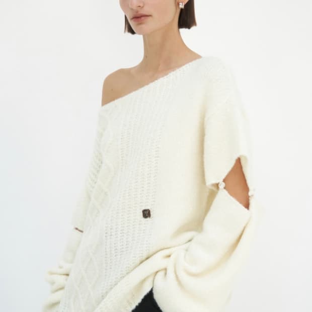 트리밍버드 2way 아이보리 니트