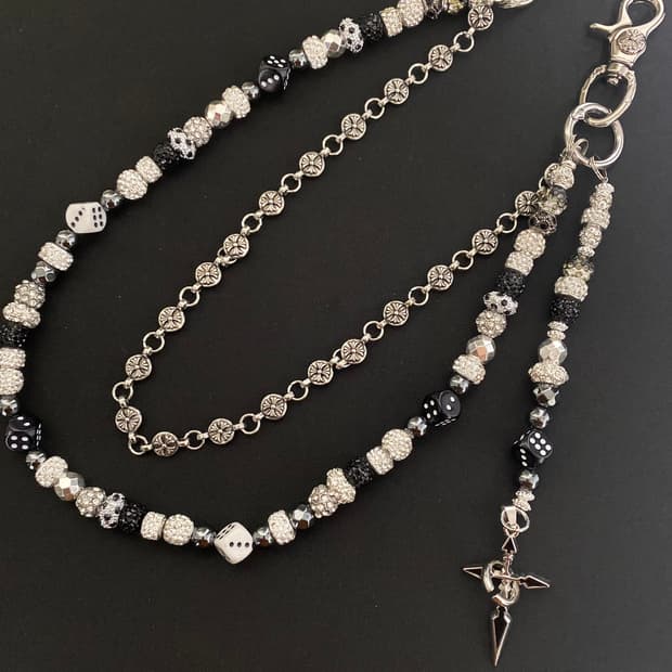 Dice Point 블링 비즈 더블 체인