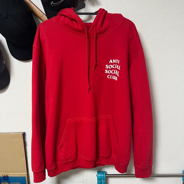 [L] 안티소셜클럽 후드티 레드