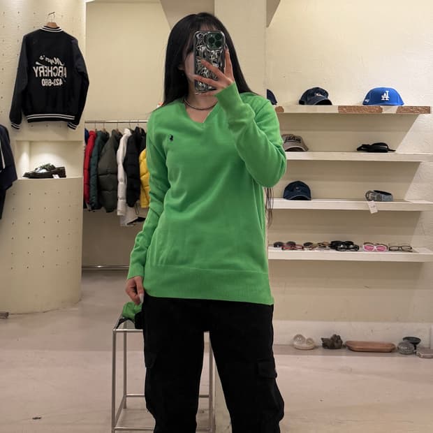 폴로 랄프로렌 포니 브이넥 니트 그린 U1038