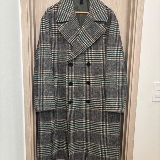 알레그리 울블렌드 더블 체크 롱코트50/105