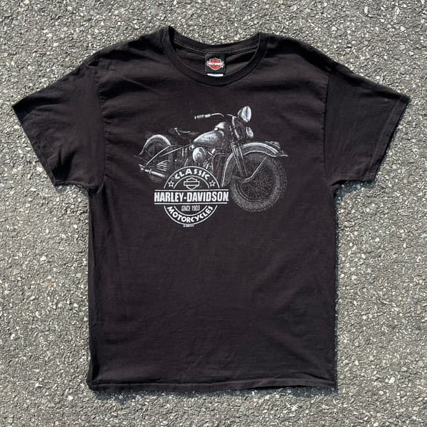 할리데이비슨 정품 블랙 프린팅 반팔 티셔츠