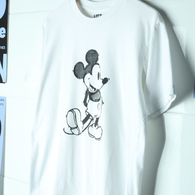 (L-XL) 유니클로 반팔 티셔츠 미키마우스 협업 화이트-H32879