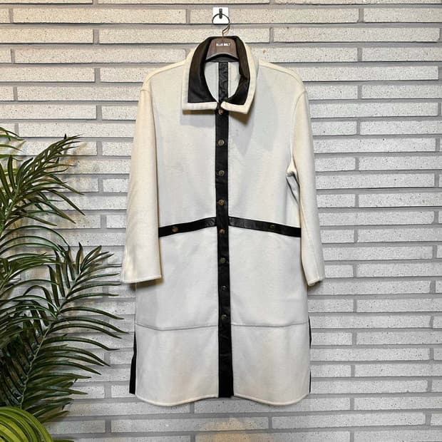 USA VINTAGE 캐시미어 무스탕 롱코트 스냅버튼 디테일 화이트