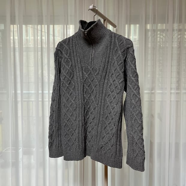 울 하이넥 집업 니트