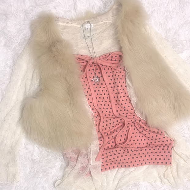 오네갸루 갸루 페어리 땡땡이 도트 코디세트 별 목걸이 포함