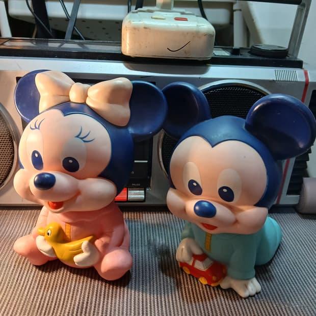 90s 빈티지 디즈니 베이비 미키,미니 소프 피규어 셋트