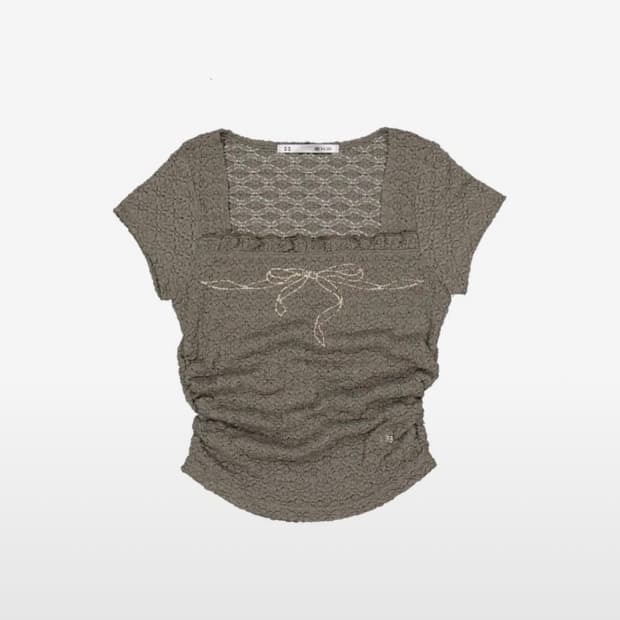 셋업이엑스이 SETUP EXE FRILL BOW CROP TOP 새상품