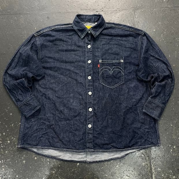 리바이스 레드 오버사이즈 데님 셔츠 