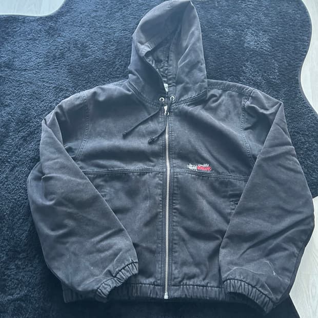 스투시 인슐레이티드 캔버스 워크 자켓 블랙