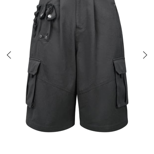 WIDE CARGO HALF PANTS (UNISEX) CHARCOAL