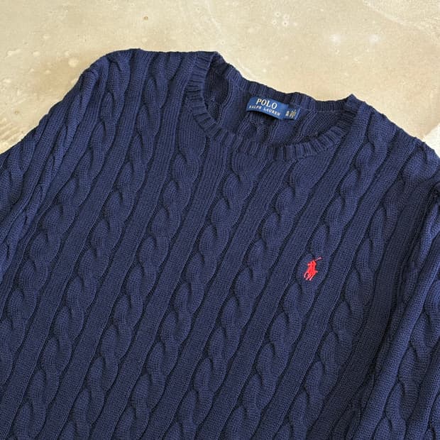 XL 폴로랄프로렌 네이비 케이블 니트
