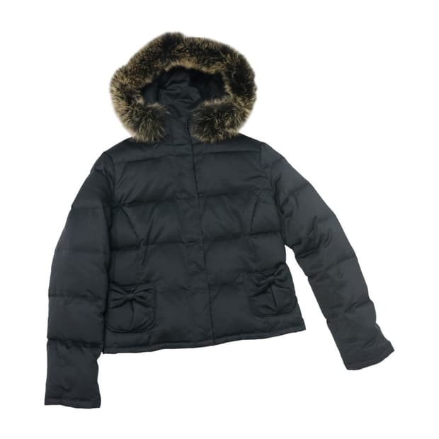 Private Label 프라이빗 라벨 리본 포켓 퍼 후드 구스다운 패딩