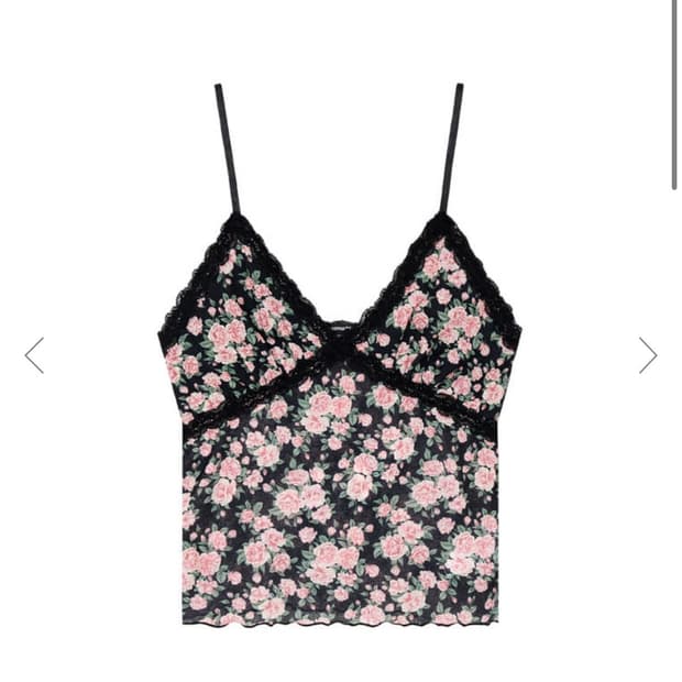 FLORAL 02 LACE CAMI TOP (BLACK)