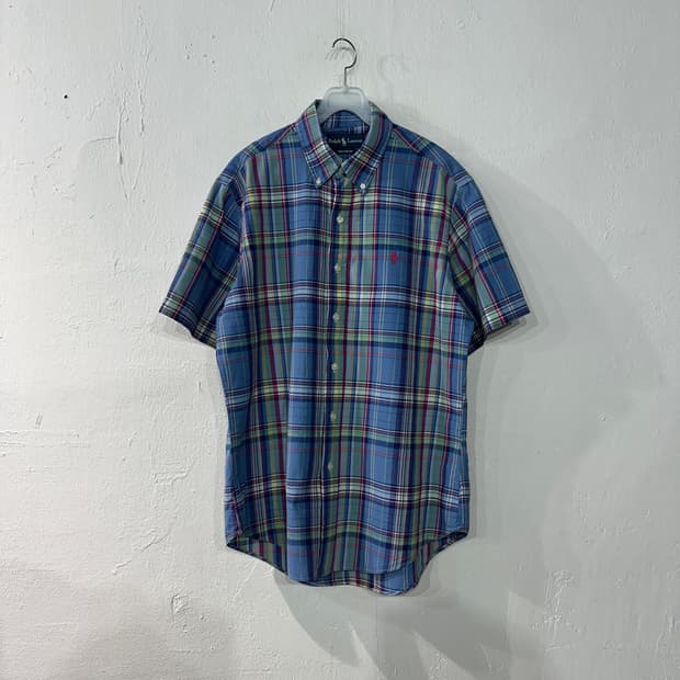 폴로랄프로렌 체크 반팔셔츠 100
