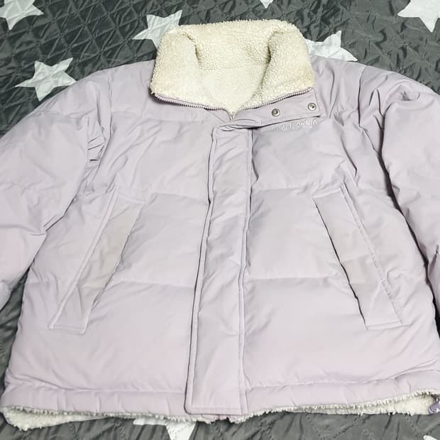 후아유 캘리포니아 오버핏 리버서블 뽀글이 패딩 자켓 연보라 (S)