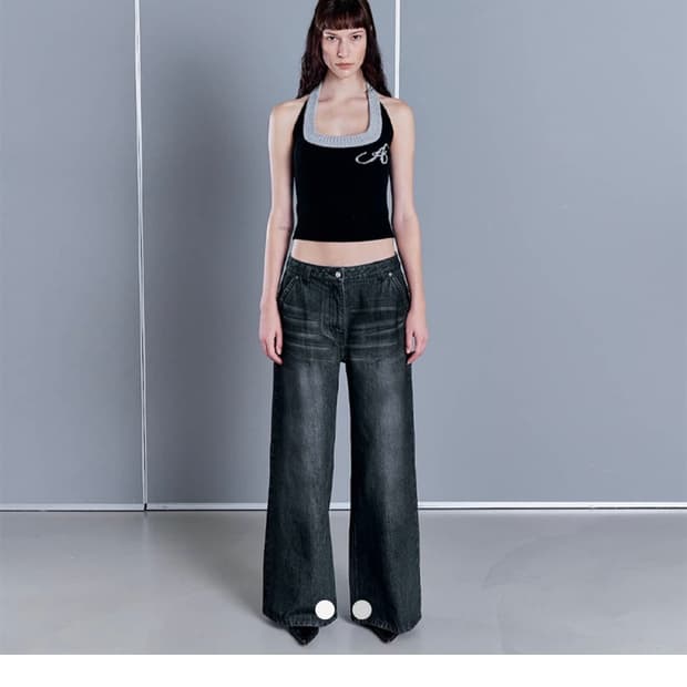 2000아카이브스 megan wide denim vintage black
