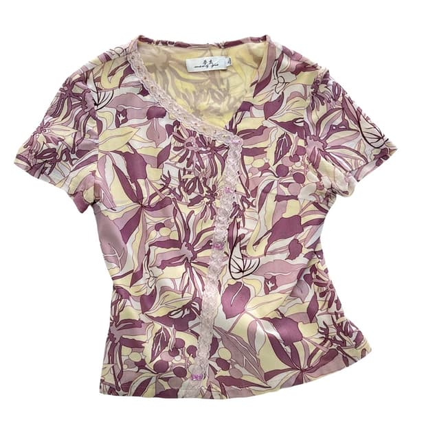 JPN 일본 빈티지 하라주쿠 Y2K 모리걸 스타일 키치 반팔티