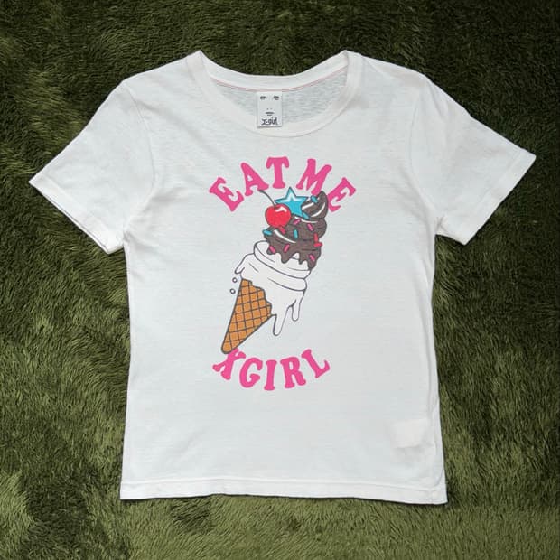 [1] X-GIRL 엑스걸 Eat Me 그래픽 티셔츠 화이트