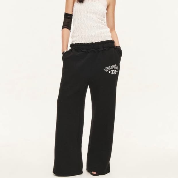 쓰리타임즈 스머프 팬츠 블랙 S