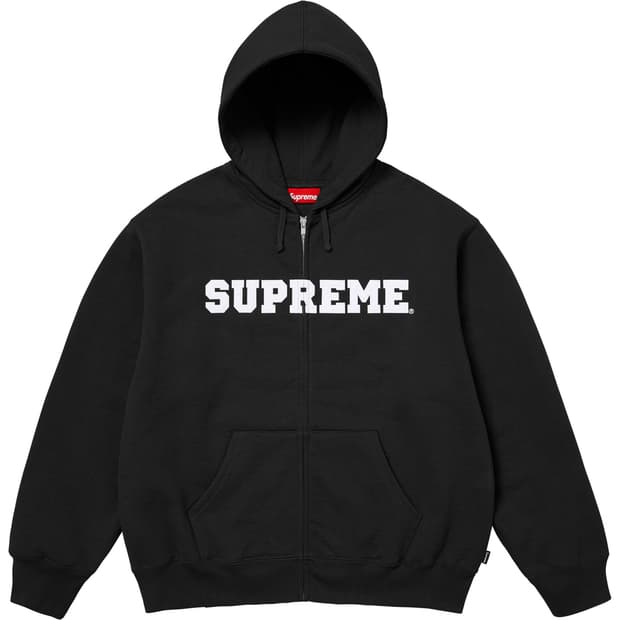 슈프림 컬리지에이트 아플리케 집업 후드 스웨트셔츠 블랙 - 25FW M 