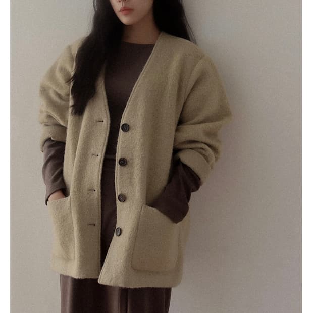 OURD 오어드 메리노 울 카라리스 코트 올리브