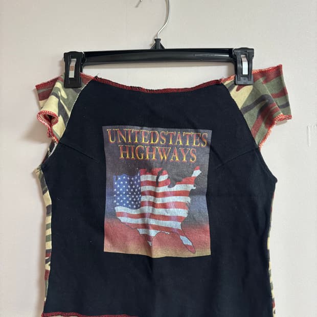 빈티지) y2k 그런지 카모 쓰리웨이 반팔티셔츠 