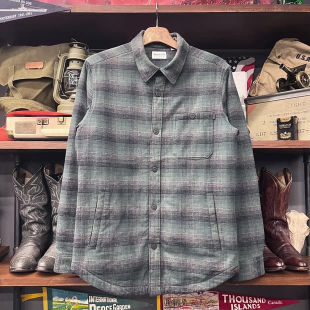 팀버랜드 체크 플란넬 워크 셔츠 누빔 안감 라이닝 N423