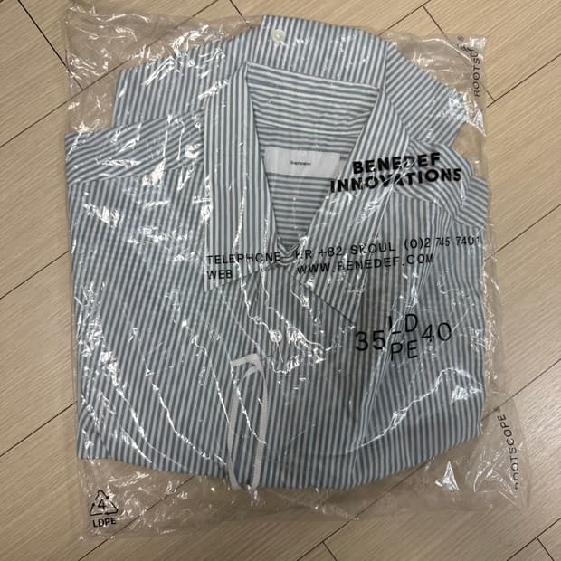 그라프페이퍼 브로드 오버사이즈드 레귤러 카라셔츠 그린스트라이프 새상품