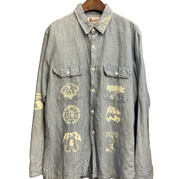 히스테릭 글래머 그래픽 데님 셔츠