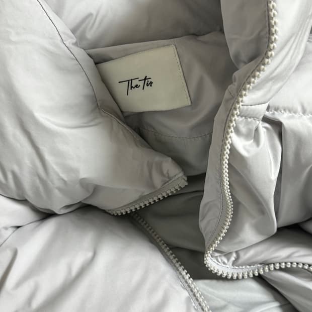 더티스 니트믹스덕다운 니트패딩 라이트 그레이 소라색