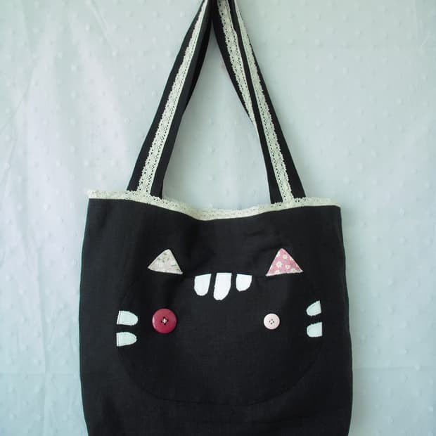 [HANDMADE] 고양이 포켓 패치 숄더백 빈티지 모리걸