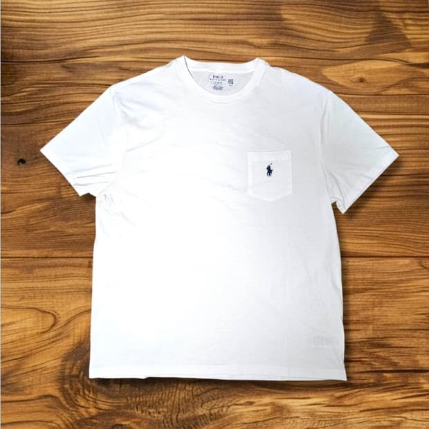 새제품L(정가9.5만) 폴로 랄프로렌 크루넥 포켓 반팔 티셔츠 화이트