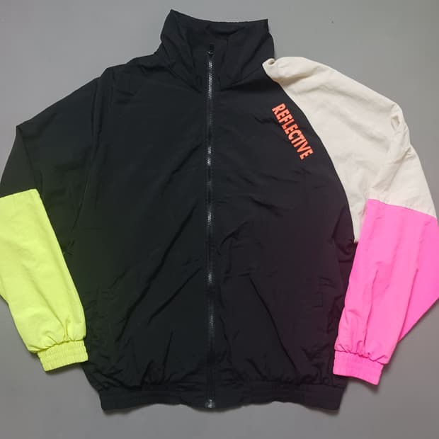 [프리] 샤인 형광컬러블록 리플렉티브 경량 바람막이 자켓