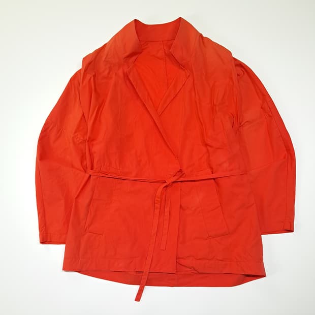 CL639 L 질샌더 90s 코튼 랩벨트 오렌지레드 로브 자켓 아우터