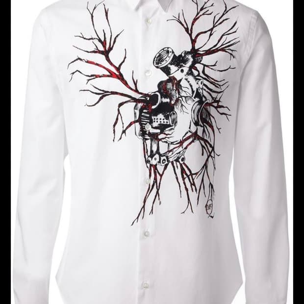 알렉산더 맥퀸 14fw 하트프린트 셔츠