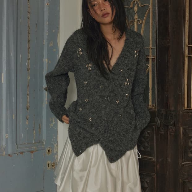 아우어솔티 디스코 스파클 가디건 그레이