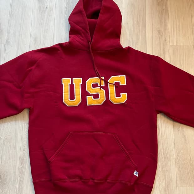 90s 러셀 USC 버건디 후드